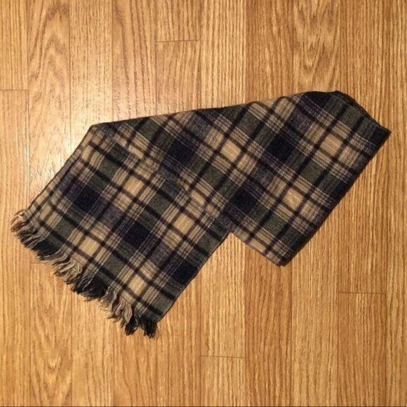 Brown, Navy, Red & Tan Plaid Winter Scarf - Picture 1 of 4